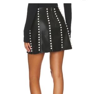 Alice and Olivia Lecia Faux Leather Mini Skirt in Black